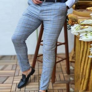 メンズパンツトレンディオフィスエラスティックビンテージカジュアルビジネスズボンの男性衣料品スーツズボンマンズ