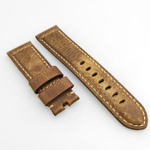 Cinturino per orologio in pelle di vitello crepa cerata marrone 24mm adatto per orologio PAM PAM111 Wirst