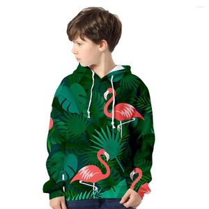 Men's Hoodies Children's Streetwear Sports Pullover Hoodie Print Fashion 3D Flamingo Casual Hip Hop Hooded Top Full Young People