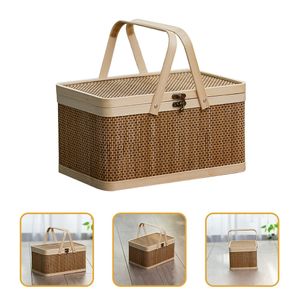 Cestas de armazenamento cesto de piquenique de piquenique armazenamento de tecidos cestas de frutas de frutas de frutas sinistro natural handheld snack candy rattan white ervas páscoa 230310