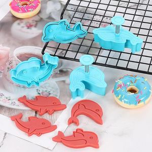 Backformen Verkauf 4p Kindliche Delphin Keks Schneideform Fondant Kuchen Dekoration Kunststoff DIY Werkzeuge