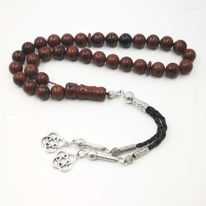 Strand Natural Red Obsidian Tasbih Mans Rosary Rare Stone 33 Muslim Misbaha Matel Pendant Islam Prayer Beads Eid Gift