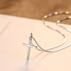 S925 sterling silver cross pendant necklace box chain couple necklace European American fashion women collar chain wedding party jewelry Valentine's Day gift SPC
