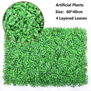 Decorative Flowers 5px 60x40cm Artificial Plants Grass Wall Panel Boxwood Hedge Backdrop Home Decor Privacy Fence Backyard Wedding Party