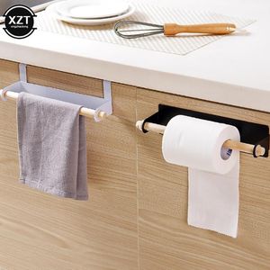 Hooks & Rails Bathroom Wood Towel Hanger Rack Bar Kitchen Cabinet Cling Film Rag Hanging Toilet Roll Paper Holder Shelf Wall Organizer