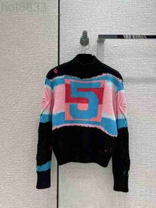 Kvinnors tröjor Designer Milan Runway Sweater New Autumn Winter Stand Collar Long Sleeve Print High End Jacquard Pullover 6Q41