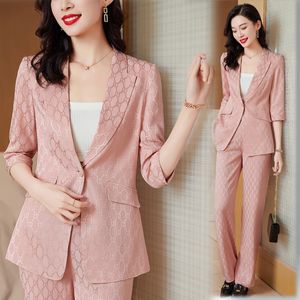 Kadın Suit Blazers Koreli Bahar Resmi Bayanlar Kırmızı Blazer Kadın İş Takımları İş Takımı Giyim Ofis Üniforma Büyük Boyut Pantolon Ceket 230310