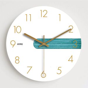 Wall Clocks Round Fashion Clock Wall Wooden Living Room Creative Needle Watches Bedroom Home Decor Wall Clock 230310