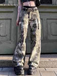 Women's Pants Capris CuteandPsycho Y2K Retro Camouflage Straighut Cargos Harajuku Streetwear 2000s Grunge Pants Fairycore Aesthetic Chic Sweatpants L230310