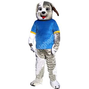 Traje de mascote de cães cinza de alta qualidade Costura personalizada personagem de anime de anime Tamanho adulto Fantas de festa de aniversário de Natal