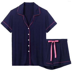 Kadınların Pijama Yeniliği Kısa Kollu Uyku Seti 2 PCS Pijama Takım Lady Home Giyim Yaz Pamuk Samimi Samimi Çamaşırı Dönüş