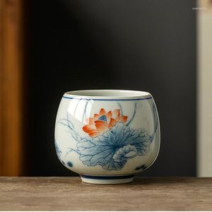 Xícaras picadas antigas chinesas de lótus chinês xícara de chá de chapas de cerâmica café lindo chá de chá a de