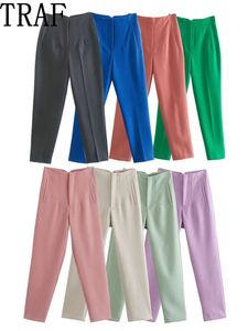 Pantaloni da donna Capris TRAF Pantaloni a matita per donna Pantaloni a vita alta a 26 colori Donna Nero Bianco Abbigliamento da ufficio Pantaloni donna Estetica Streetwear 230310