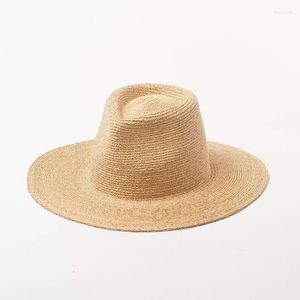 Geniş Memul Şapkalar Titiz El Dokuma Rafya Caz Şapkası Açık Turizm Güneş Koruma Plajı Lady Panama Askeri Hatwide
