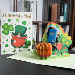 Gift Cards Happy St Patrick's Day Festival Gift Card 3D Pop Up Clover Greeting Cards Z0310