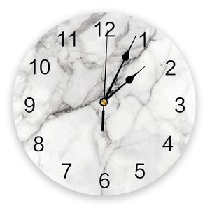 壁の時計白い大理石のリビングルーム時計壁の丸時計装飾ホームベッドルームキッチン装飾壁時計230310