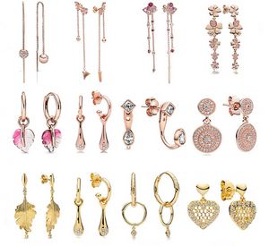 925 libbre d'argento nuovo fascino di moda per Pandora 2023 oro rosa orecchini serie margherita orecchini ventaglio orecchini temperamento moda