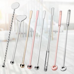 Martini Cocktails Stirring Rod Tools 8 Designs Stainless Steel Picks Bar Bartender Cocktail Stirrers Decoration Milk Coffee