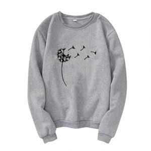 Kadın Hoodies Sweatshirts Bahar Sonbahar Kır Çafası Karahindiba Baskı Kadınlar Günlük Uzun Kollu O boyun kadın karikatür sevimli sweatshirt femme giyim 230310