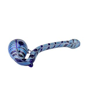 5.5 inch smoking hand pipe with a deep bowl and Retro long stripes of purple and blue intersect