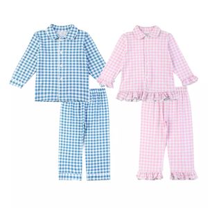 Pigiama Abbigliamento per bambini 100% cotone Tinta unita Pigiama rosso carino Inverno con volant Neonata Boutique di Natale Abbigliamento per la casa Pjs a maniche lunghe 230310