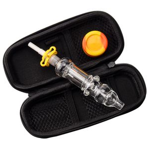 Paladin886 CSYC NC008 Dab Rig Glass Bongs Smoking Pipes Bag Set 10mm Ceramic Quartz Nail Clip Wax Dabber Tool Silicon Jar Zipper Case Spill-proof Bubbler Pipe