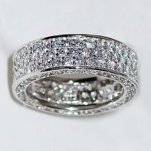 Bling Full Lab Diamond Finger Ring 925 Серебряные серебряные обручальные кольца для женщин для женщин обещают обручать подарки ювелирных изделий