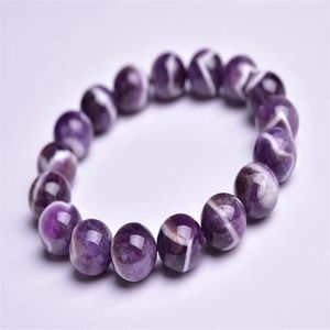 Strand Natural Amethyst Armband för kvinnor Crystal Stones Girl Birthday Present Gems 12-16mm