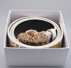 AA1112 huvudspänne 3,8 cm designer bälten kvinnor läder svart orm stor guld spänne klassisk casual pearl belt ceinture