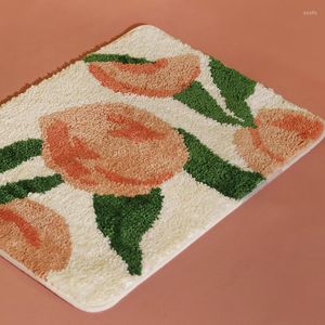 Carpets Peach Carpet Bathroom Mat Chic Sweet Fruit Soft Bathmat Modern Art Super Absorbent Slip-resistant Pad Kitchen Door Floor