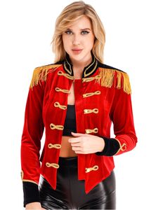 موضوع زي نساء السيرك Ringmaster Cosplay Costume Halloween Theme Party Long Sleeve Stand Collar Board Counter Board Velvet Coat 230310