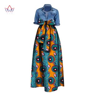 Ethnic Clothing Summer Female Long Maxi Skirt For Women African Dashiki Bazin Riche Skirt With Belt Ladies Plus Size Streetwear no Top Wy1036 230310