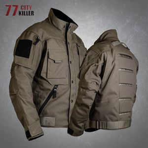 Mäns jackor Taktisk militärjacka Mens Casual Multi Pocket Scratch Resistenta Cargo Jackets Male Outdoor Hunting Combat Army Coats 230310