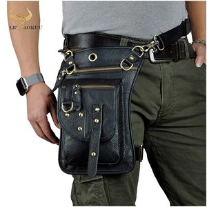 Marsupi in vera pelle multiuso da viaggio per uomo Mochila Crossbody Messenger Gancio per cintura Custodia per telefono con gamba di goccia 2141b 230310