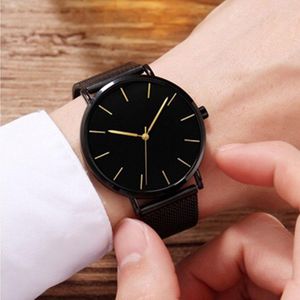 Relógios de pulso Os homens da moda assistem Ultra Fin Fin Quartz Watch Mesh Casual Steel Sport Sport Black Relogio Masculino