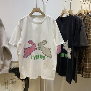 Men's T Shirts Designer Cute Rabbit Alphabet Print Pullover Crewneck T-Shirt Men's And Women's