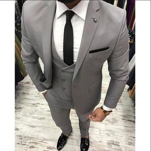 Herrenanzüge Blazer Verkäufer graue Männer schlank fit 3 Stücke Skinny Smoking Grey Herren Custom Bräutigam Blazer Terno Maskulino Jacke Hose