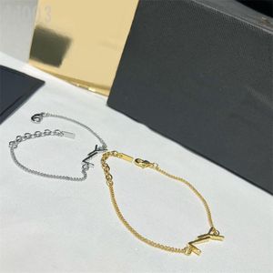 Exquisite plated gold bracelet copper chain Bracelets Designer for Women vintage multicolour simplicity business letter charm bracelet