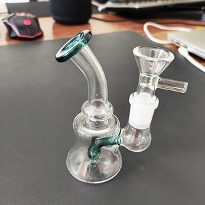 Glass Bongs Hookah Percolator Smoking Pipe Cute Water Bubbler Pipes Transparent Recycler Oil Dab Rigs 4.2 inch Glass Bong Rig Hookahs with 14mm Male Clear Bowl