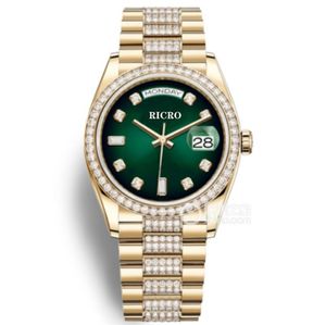 Le donne guardano le dimensioni di 36 mm importate movimento completamente automatico anello cinturino in acciaio con diamanti fibbia pieghevole serie sportiva