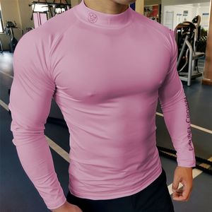 メンズTシャツコンプレッションシャツの男性トレーニング長袖マッスルワークアウトスポーツウェアマンジムスキニーティートップ230310