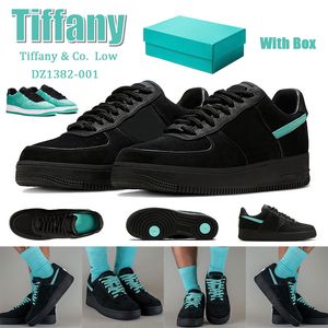 Tiffany & Co. x AirForce 1 Black Blue Multi Color DZ1382-001 Low Top Af1 Platform Sneakers Forces 1s Dhgate Kadın kıyafetleri, erkek tasarımcıları, meşgul ayakkabılar