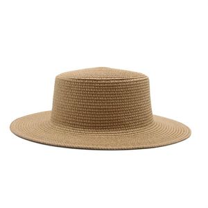 Wide Brim Hats Sun For Women Solid Flat Top Straw Hat Summer Spring Outdoor Beach Handemade Casual White Black Men