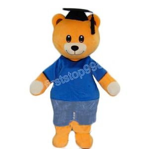 High Quality Graduation Doctor Bear Mascot Costumes simulation Cartoon Anime theme character Adults Size Christmas Outdoor Advertising Outfit Suit For Men Women