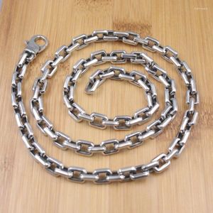 Catene Collana in argento sterling 925 puro Collana da uomo Larghezza 7 mm Catena a maglie a cubo quadrato 24 pollici / 70-71 g