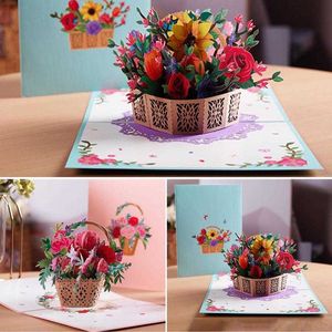 Geschenkkarten, faltbare 3D-Pop-Up-Blumen-Grußkarte, Papier-Flora-Einladungskarte für Geburtstag, Mutter, Vatertag, Hochzeitstag, Z0310