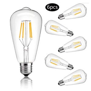 OuXean 6 Pack E27 Retro Edison Light Bulb 4W Warm White Filament Bulbs Vintage Lamp Home Decor ST64