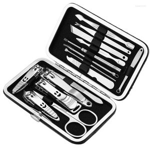 Kit per nail art Kit per manicure Set di forbici per pedicure professionale Acciaio inossidabile nero Trucco per toelettatura Pinzette per orecchie Forbici