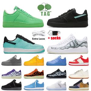 Low Women Men Designer Casual Shoes Tiffany and Co Black Blue Goost Grey af1 White Green Virgil Ablohs Skeleton airforce 1 loafers dhgate Trainers Sport Sneakers