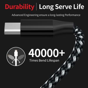 USB Type C Cables Nylon Braided Micro USB Data Line Sync Charger Cable Cord Weave Rope Cable Data Line For Smartphone with 6 colors